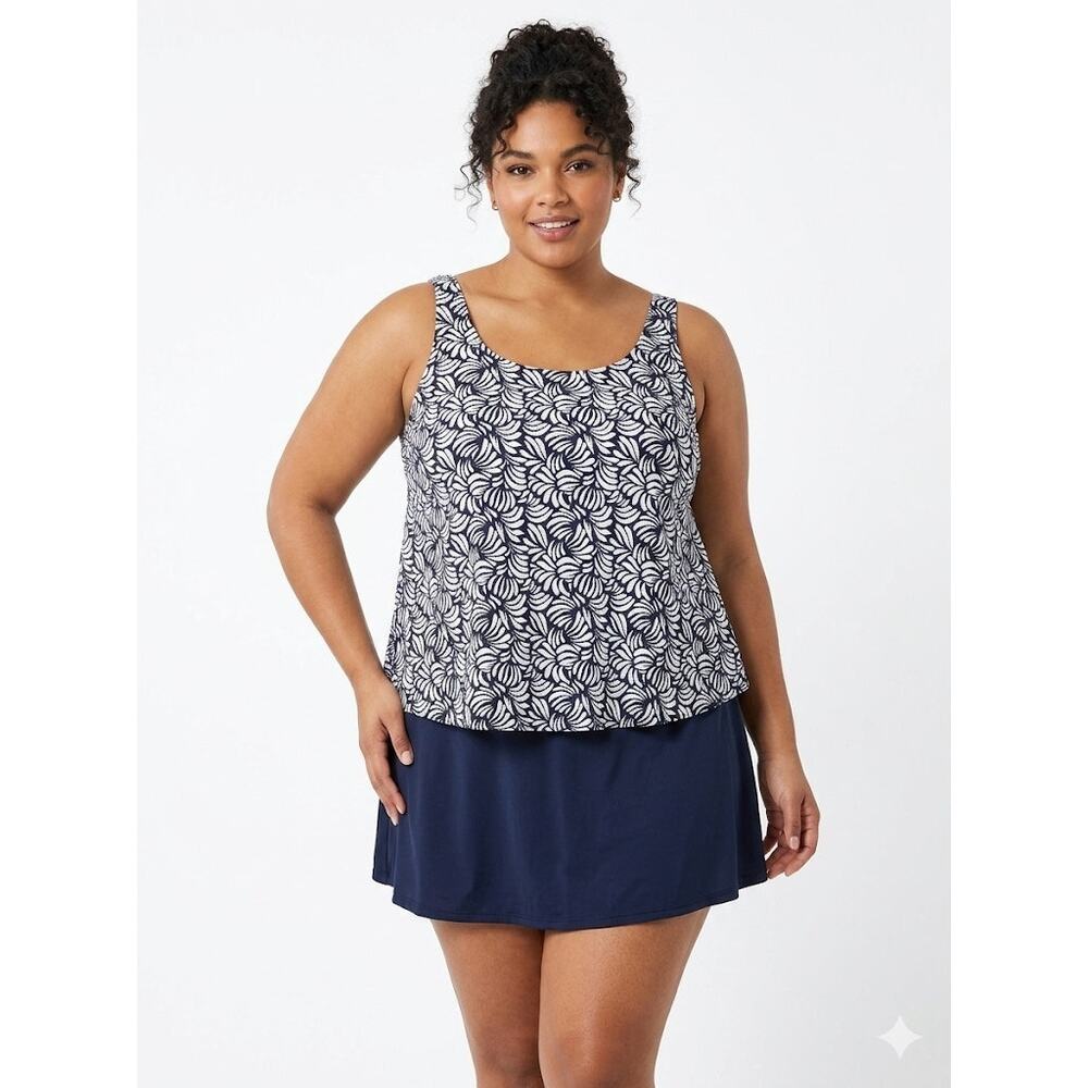 Azul Plus Size One-Piece Swimsuit Lycra Tummy-Control Molded-Cups Summer 3XL